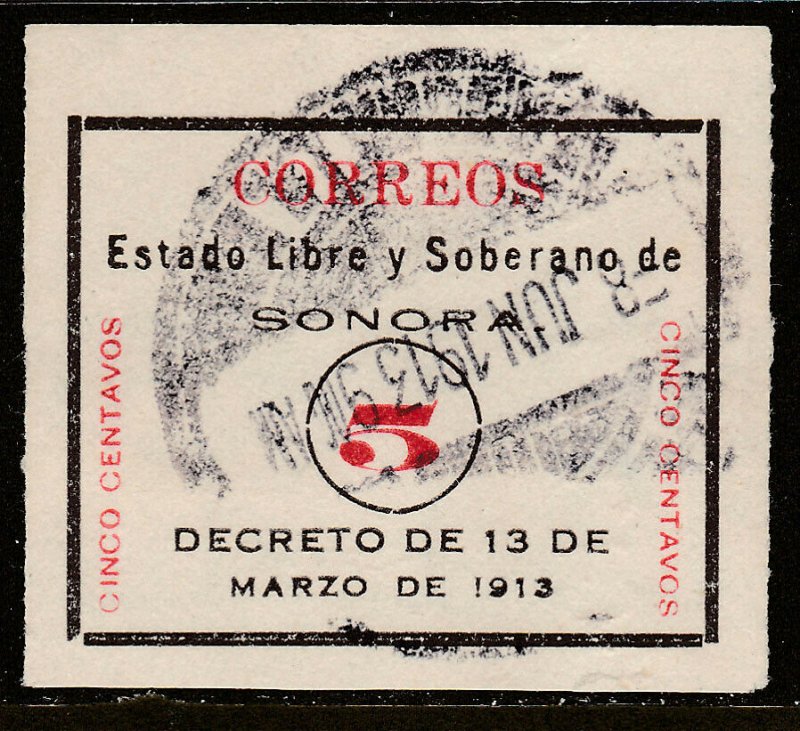 MEXICO 326Var 5¢, SONORA WHITE, WATERMARKED PEERLESS MILLS. USED. VF (230)