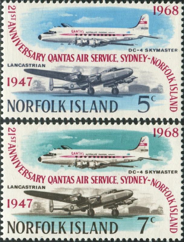 Norfolk Island 1968 SG96-97 QANTAS set MNH