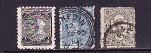 New Zealand-Sc#67A-9-1/2p,2p,5p QV-used-1891-95-