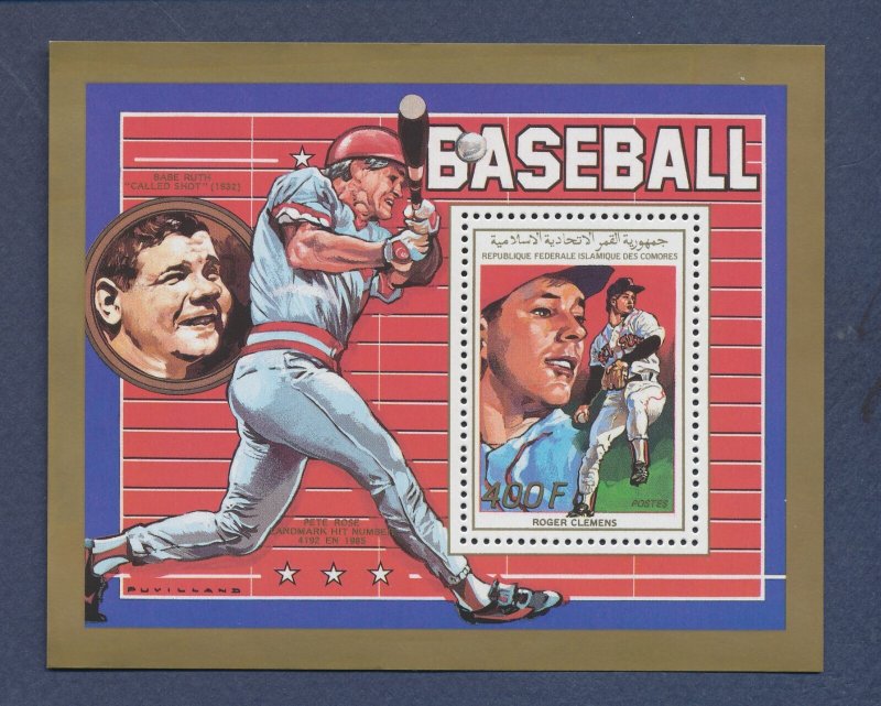 COMORO ISLANDS - Scott 673  -  MNH S/S - Roger Clemens Baseball - 1985 --a