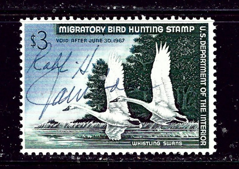 U.S. RW33 1966 Duck Stamp signed has full gum  #2