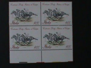 ​ITALY-1984-SC#1958-CENTENARY OF ITALIAN DERBY-MNH- BLOCK VERY FINE LAST ONE