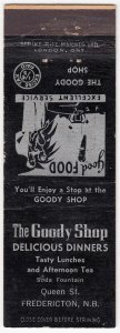 Canada Revenue 1/5¢ Excise Tax Matchbook THE GOODY SHOP Fredericton, N.B.