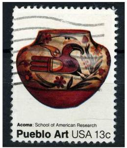 USA 1977 - Scott 1709 used - 13c, Pueblo Pottery, Acoma Pot 