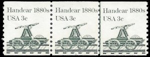 #1898 3c Handcar 1880s PNC Strip of 3 #1 1983 Mint NH