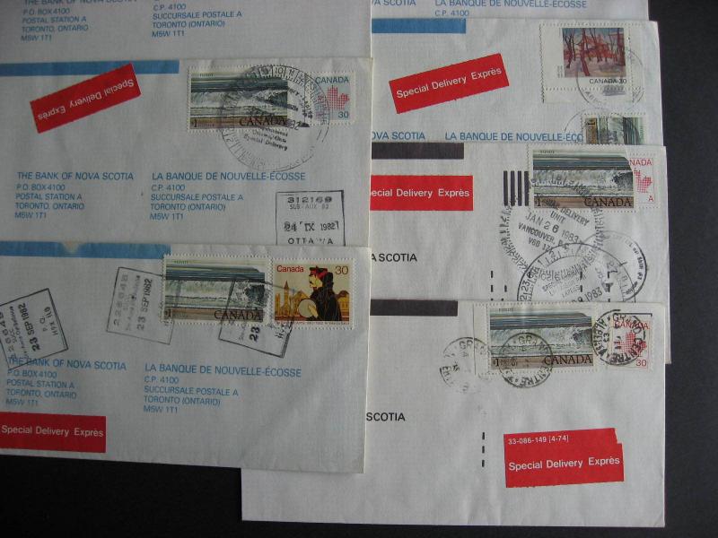 Canada 15 special delivery covers, 1980s era, check them out!!! 