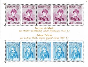 Monaco 1975 Scott 962a Sheet of Ten StampsEuropa/CEPT ART Topical  VF/NH(**)