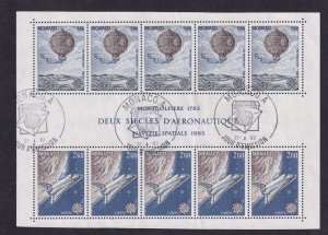 Monaco    #1368a-1369a   used   1983  sheet  Europa  balloon  space shuttle