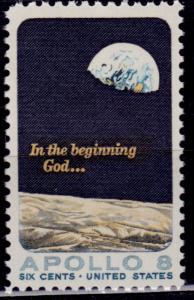 United States, 1970, Apollo 8 - Moon Surface and Earth, 6c, sc#1371, MNH