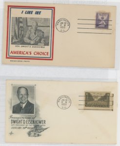 US 934/1008 Two Dwight D. Eisenhower first inauguration covers unaddresed with different cachets and a January 20, 1953 Washingt