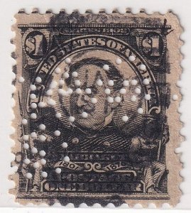 1903 $1 Farragut Black – U.S. Scott #311 – Bold Cancel & Commercial Perfin
