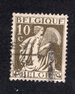 Belgium 1932 10c olive green Gleaner, Scott 247 used, value = 25c