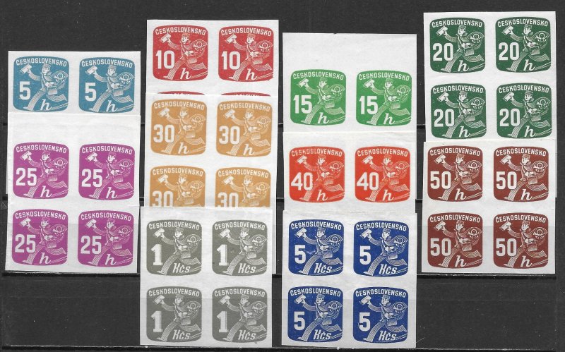 Czechoslovakia P27-36 Newspaper Stamps Blocks of 4 MNH (lib)