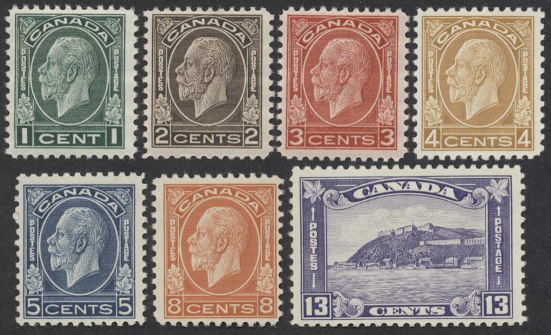 Canada #195-201 George V Medallion Set Fine Mint OG NH