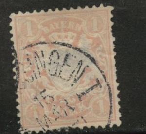 Bavaria German State Scott  54 faulty thinned stamp