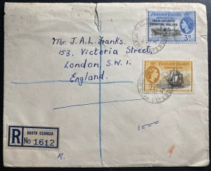 1956 South Georgia Falkland Islands Cover To London England Trans Atlantic Exped