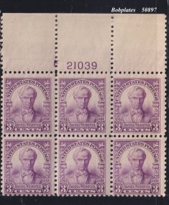 BOBPLATES #725 Webster Bottom Plate Block F21039 F-VF MNH SCV=$20