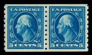 MOMEN: US STAMPS #396 COIL PAIR MINT OG NH PSE GRADED CERT XF-90