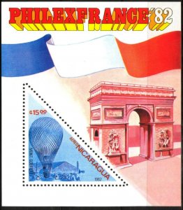 Nicaragua 1982 Hot Air Balloons PHILEXFRANCE '82 S/S MNH