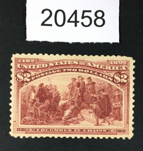 MOMEN: US STAMPS # 242 $2 COLUMBIAN UNUSED NO GUM LOT # 20458