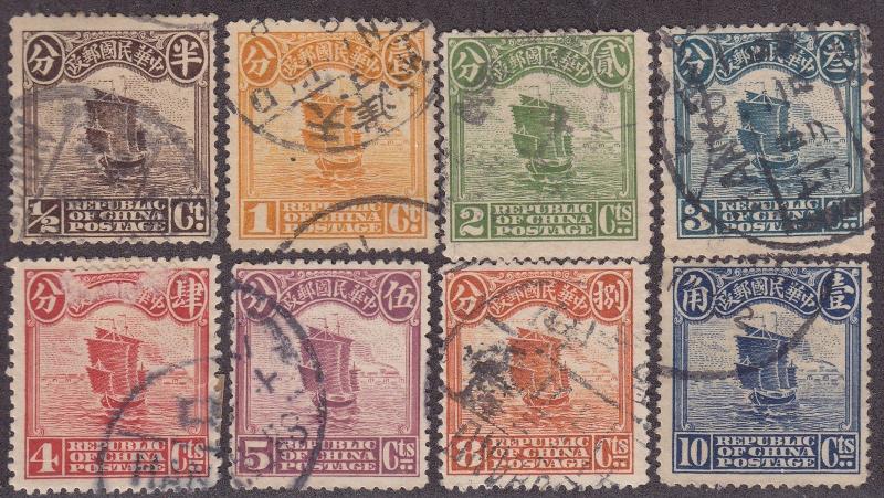 CHINA Used Junks London or 1st Peking nice cancels - remnants,pencil#s (8 S) j14