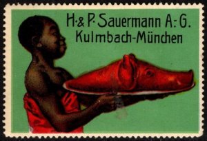 Vintage Germany Advertising Poster Stamp H&P Sauermann AG Kulmbach Munich