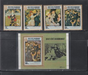 Aden Qu'aiti State MI # 142A-145A, Block 17A, Renoir Paintings, Mint NH