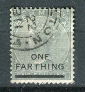 BERMUDA; Early 1900s classic QV ' ONE FARTHING ' surcharge used value