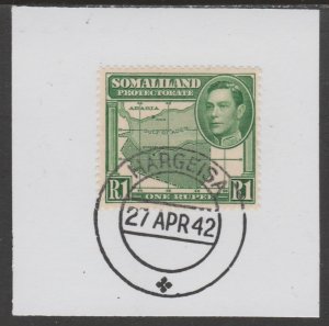 SOMALILAND 1938 KG6 SIDE FACE 1r  on piece with MADAME JOSEPH  POSTMARK