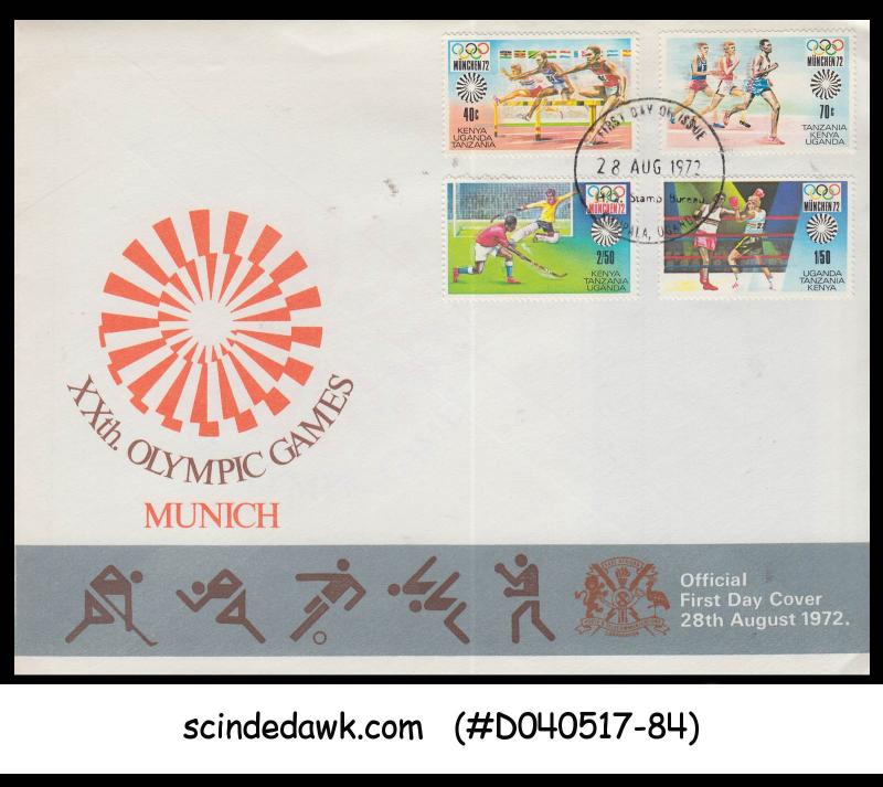 KENYA TANZANIA UGANDA - 1972 XXth OLYMPIC GAMES MUNICH - 4V - FDC