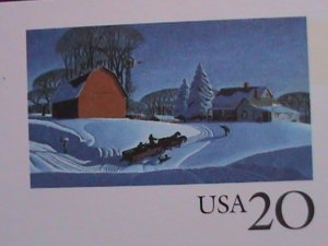 ​UNITED STATES-1996 THE VILLAGE AFTER SNOWING-BEAUTIFUL VIEW-MNH- POST CARD-VF