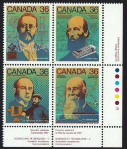 HISTORY = SCIENCE & TECHNOLOGY-2 = Canada 1987 #1138a MNH LR Block of 4