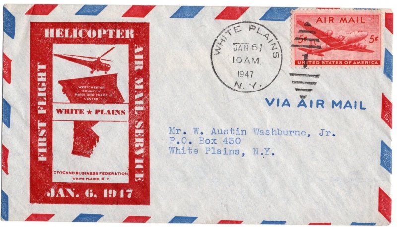 1947 Airmail Cover celebrating First Flight Helicopter Service  SC C32