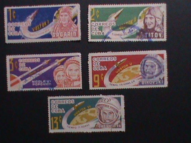 ​CUBA-1963-SC#776-9 VERY OLD CUBA STAMPS- SOVIET SPACE FLIGHTS  USED-VF
