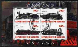 BURUNDI SHEET USED LOCOMOTIVES TRAINS