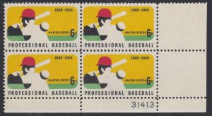 1381 Baseball Plate Block MNH