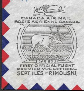 Doyle's_Stamps: Canada Post History: Sept Iles-Rimouski 1st Flight Cover