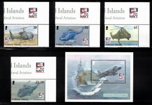 FALKLAND ISLANDS 2008 Naval Aviation Centenary; Scott 981-85, SG 1131-35; MNH