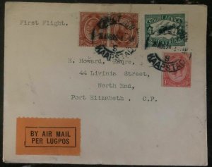 1929 Capetown South Africa First Flight Airmail Cover FFC To Port Elizabeth