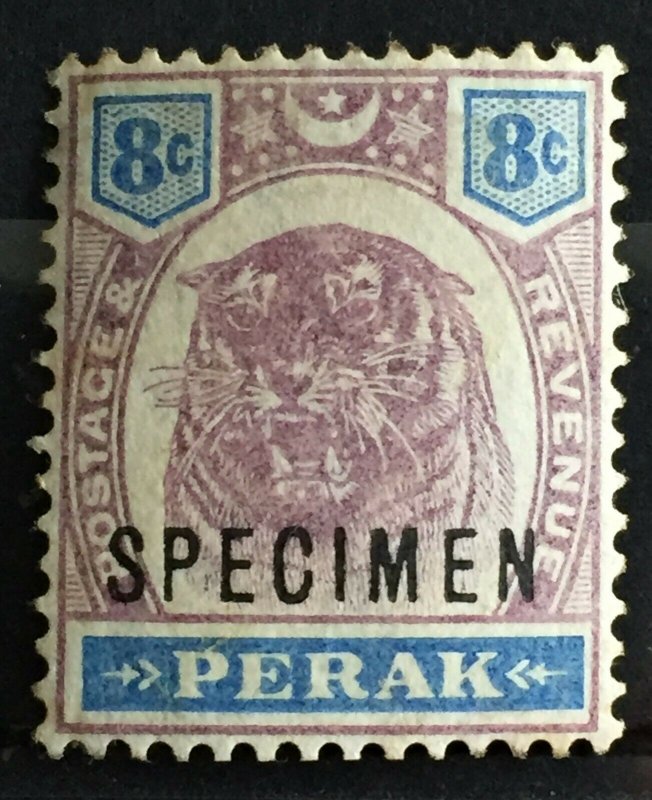 Malaya 1895 Perak Tiger 8c opt SPECIMEN SG#71 M2009 