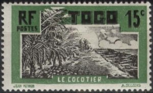 Togo 221 (mh) 15c coconut grove, green & black (1924)