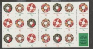 U.S. Scott Scott #3252c Christmas Wreaths - Mint NH Booklet Pane - Plate B111111