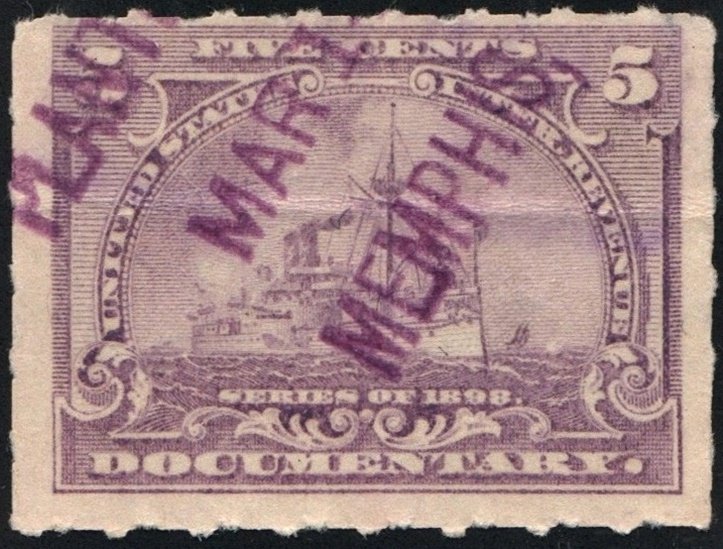 R167 5¢ Documentary Stamp (1898) Used