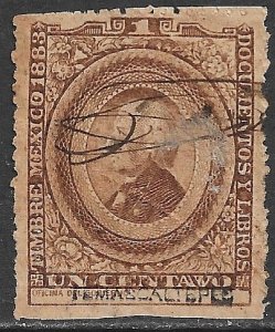 MEXICO 1883 1c Hidalgo Revenue DO84 TEMAXCALTEPEC Control Used