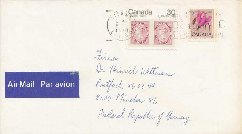 Canada 5c Floral Shooting Star and 30c Capex 1979 Ottawa, Ontario Airmail to ...