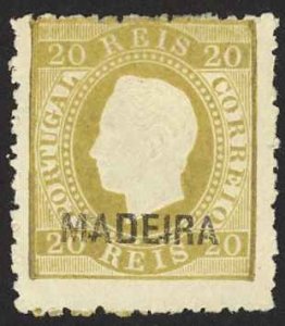 Madeira Sc# 22 MH (no gum) 1871-1880 20r King Luiz Portugal Overprint