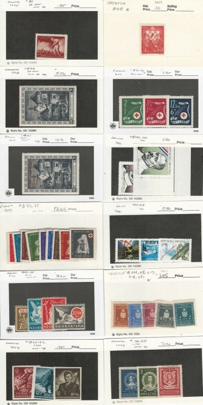 Croatia Postage Stamps, #B1//B102, C1-C3, O4//O21 Mint, JFZ