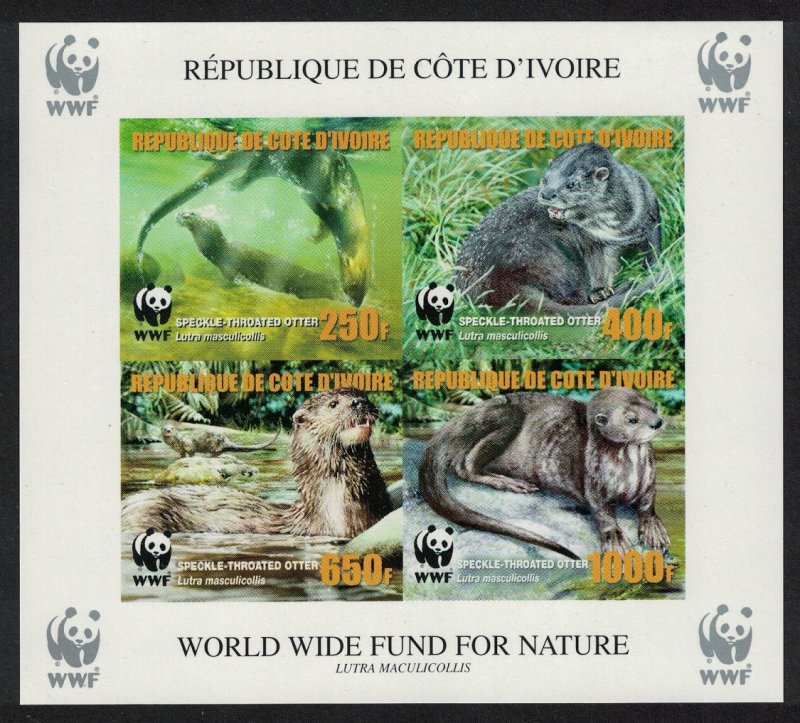 Ivory Coast WWF Speckle-throated Otter MS Imperf ERROR 2005 MNH MI#Block 58B