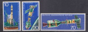 GERMANY - 1975 SOVIET-AMERICAN APOLLO-SOYUZ SPACE MISSION - 3V MINT NH