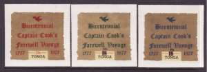 Tonga-Sc#402-6,C21923,CO123-5- id9-three unused NH sets-Capt. Cook-Maps-Ships-19